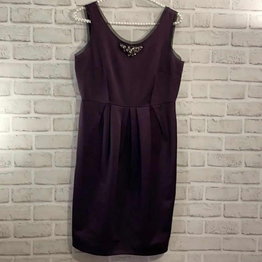 Simply Vera Wang Purple Black Embellished Sleeveless Dress Rhinestones in Neck